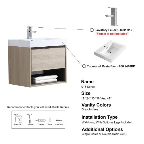 015 Series Grey Ashtree Wood Bathroom Vanity 4