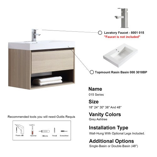 015 Series Grey Ashtree Wood Bathroom Vanity 4