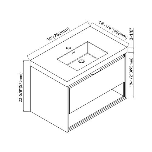 015 Series Grey Ashtree Wood Bathroom Vanity 5