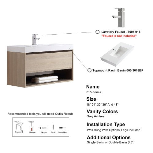 015 Series Grey Ashtree Wood Bathroom Vanity 4