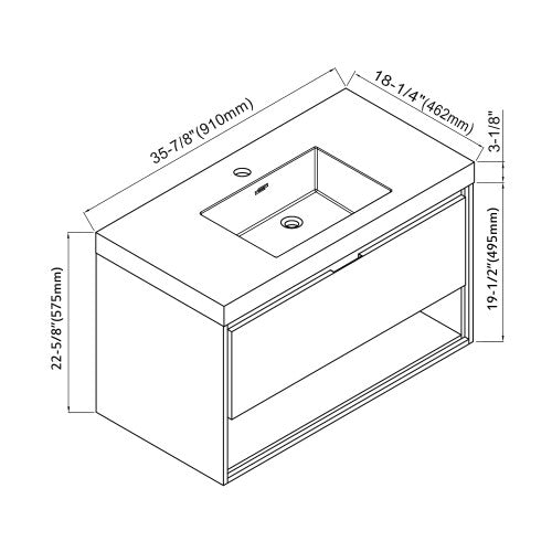 015 Series Grey Ashtree Wood Bathroom Vanity 5