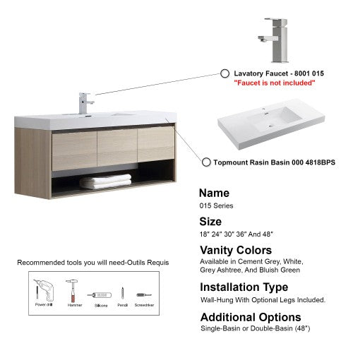 015 Series Grey Ashtree Wood Bathroom Vanity 4