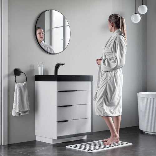 Black Aluminum & Glass Bathroom Mirror 4