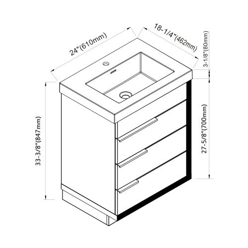 024 Series White Plywood with Melamine Bathroom Vanity 8
