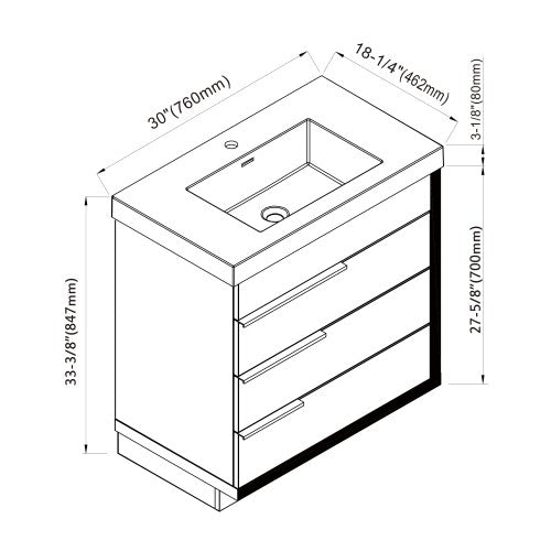 024 Series White Plywood with Melamine Bathroom Vanity 7