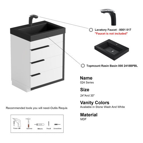 024 Series White Plywood with Melamine Bathroom Vanity 5