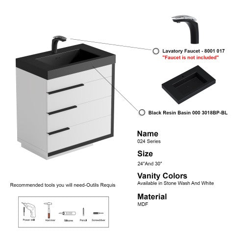 024 Series White Plywood with Melamine Bathroom Vanity 8
