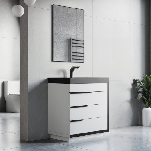 024 Series White Plywood with Melamine Bathroom Vanity 3