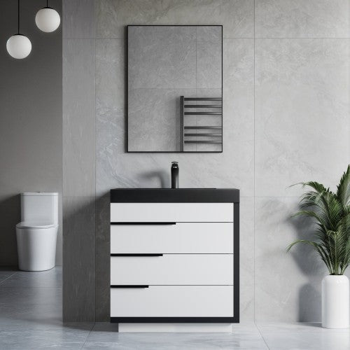 024 Series White Plywood with Melamine Bathroom Vanity 2