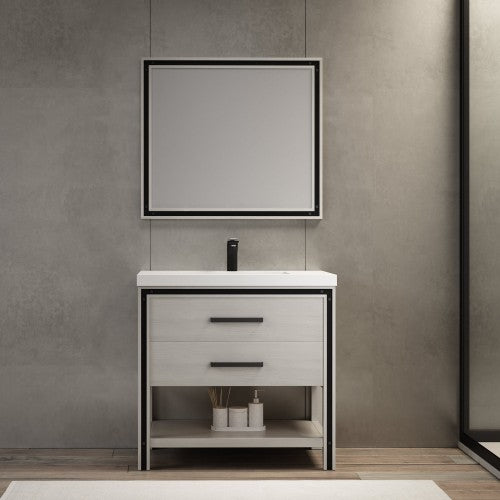 Grey Aluminum Bathroom Mirror 2