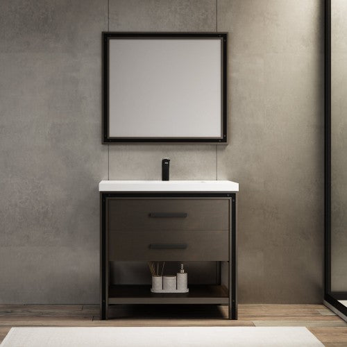 Smoky Oak Aluminum Bathroom Mirror 2