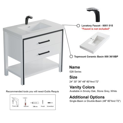 028 Series White Wood Bathroom Vanity 6