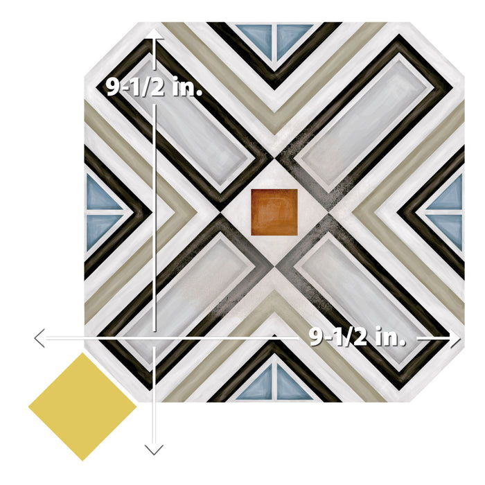 Vaudeville Porcelain Octagon Deco Ritter with Taco Lima Tile Matte 9