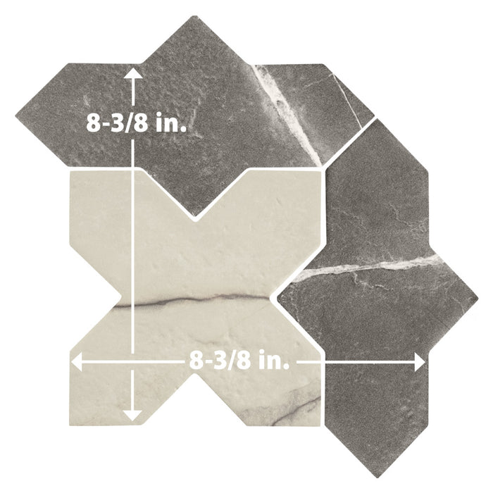 Istanbul Porcelain Templar Shield Night with Day Cross Tile Mixed 9