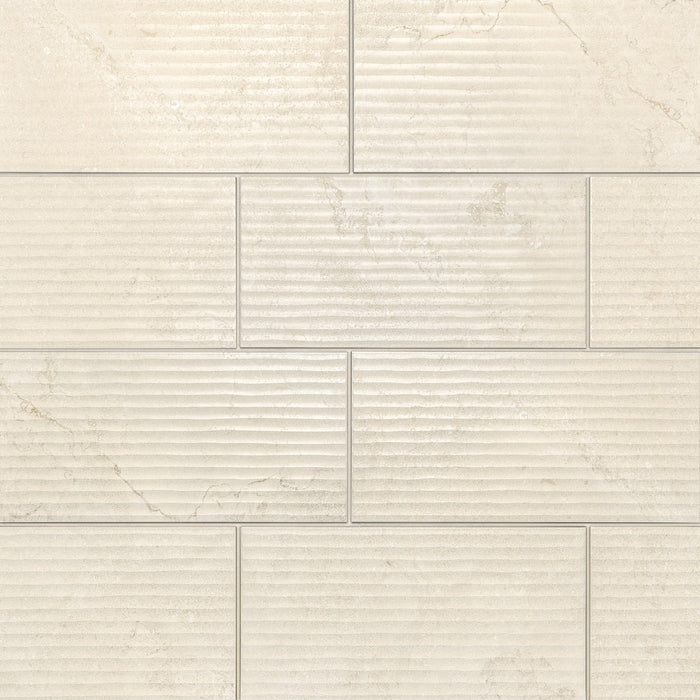 Lunaris Porcelain Beige Flauted Deco BEI Tile Matte 3
