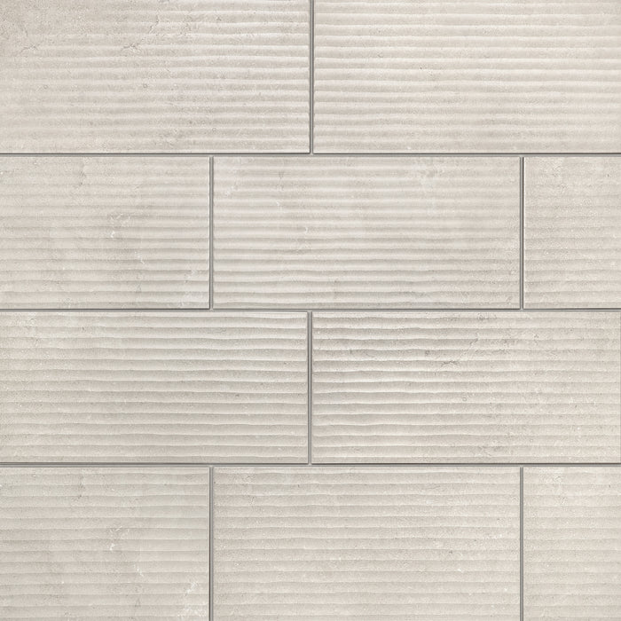 Lunaris Porcelain Taupe Flauted Deco TAU Tile Matte 1