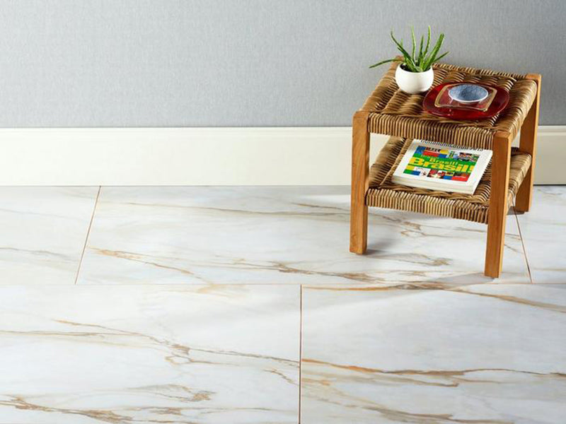 Statuario Nice Porcelain White Gold Mixed Tile Polished 2