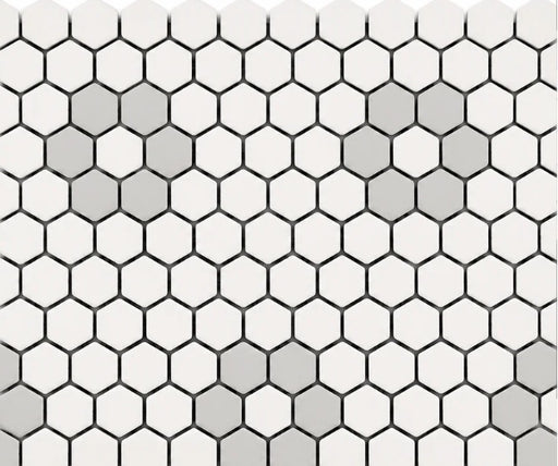 Flower White & Gray Porcelain Mosaic - 10.92" x 10.92"