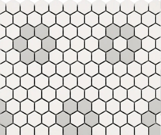 Flower White & Gray Porcelain Mosaic - 10.92" x 10.92"