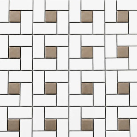 Pinwheel Porcelain White & Gray Mosaic Matte 1