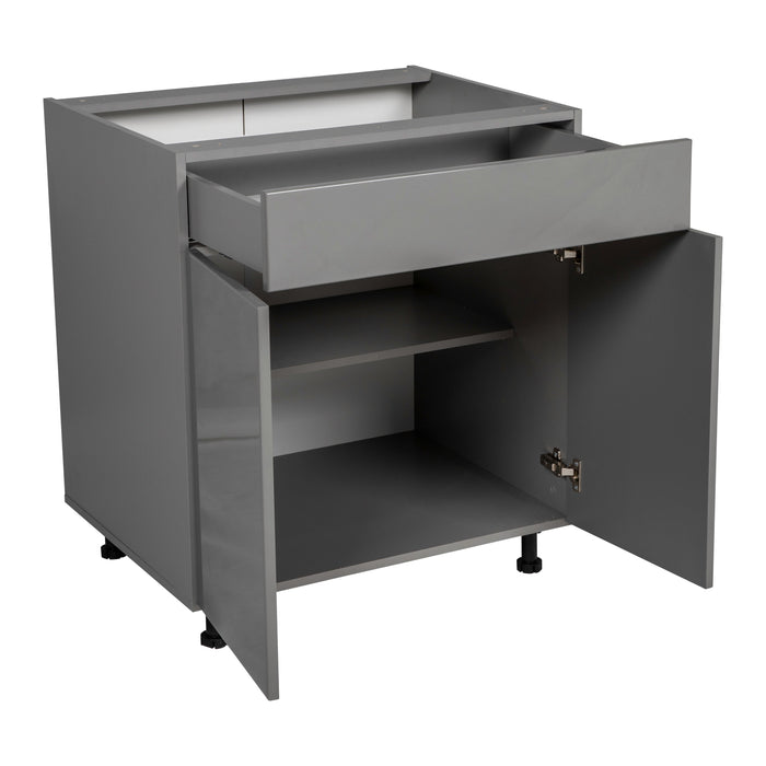 Wallkitchens Wood Grey Glossy Base Cabinet Grey Glossy 2