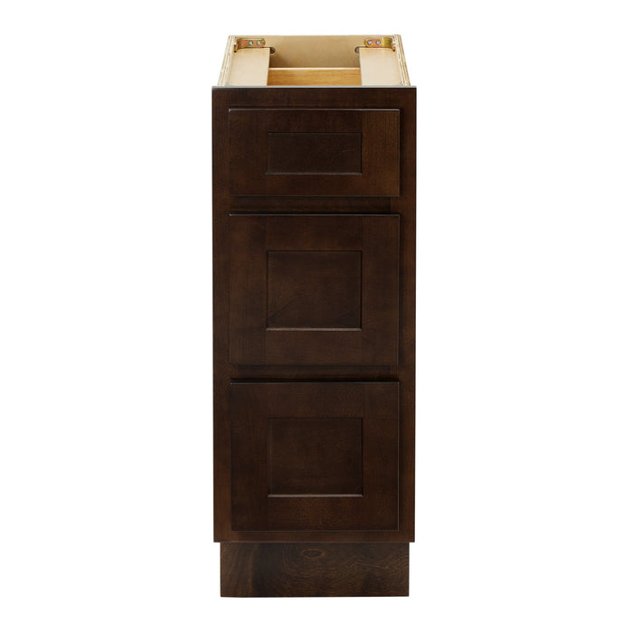 CVD Brown Wood Freestanding 3 Drawers Bathroom Cabinet - 12" x 32.5" 1