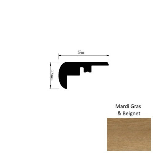 French Quarter Mardi Gras & Beignet Luxury Vinyl Moulding / Trim - 94" Overlap Stair Nose