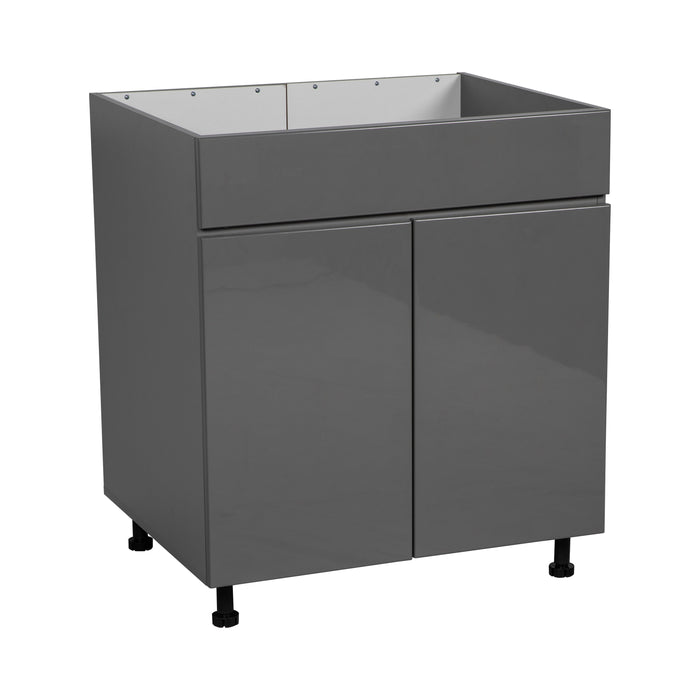 Wallkitchens Wood Grey Glossy Sink Base Cabinet Grey Glossy 1