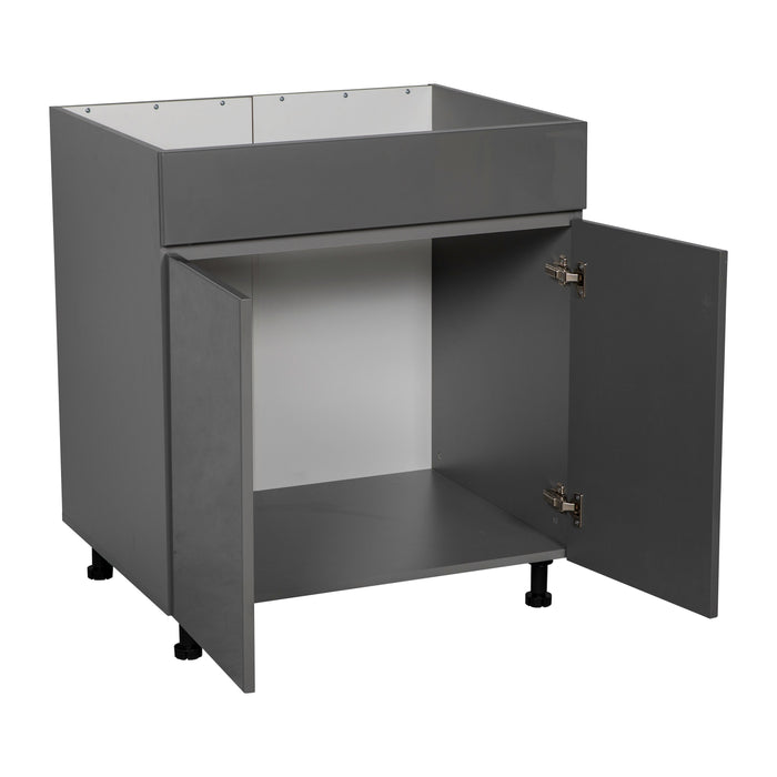 Wallkitchens Wood Grey Glossy Sink Base Cabinet Grey Glossy 2