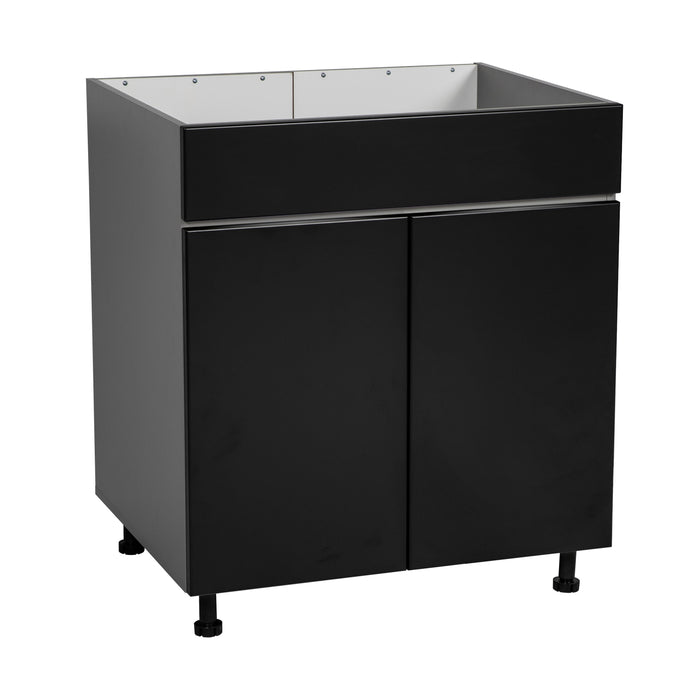 Wallkitchens Wood Black Matte Sink Base Cabinet Black Matte 1