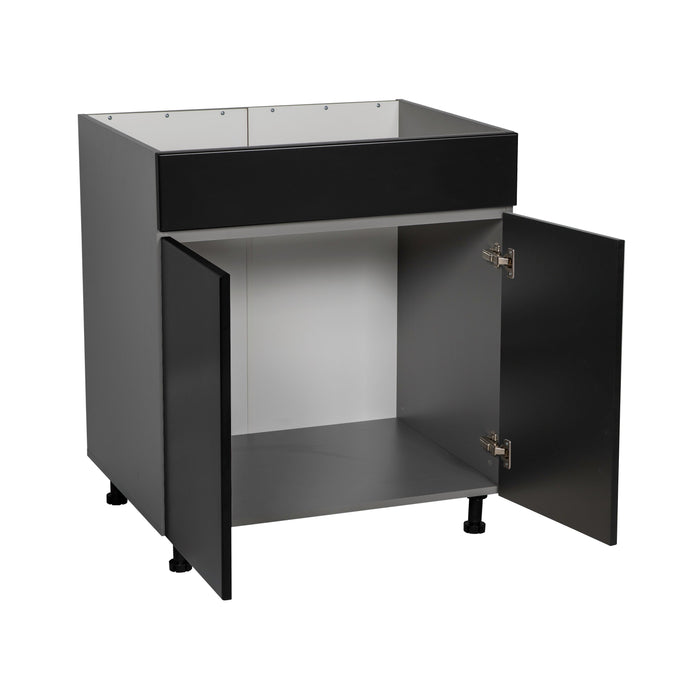 Wallkitchens Wood Black Matte Sink Base Cabinet Black Matte 2