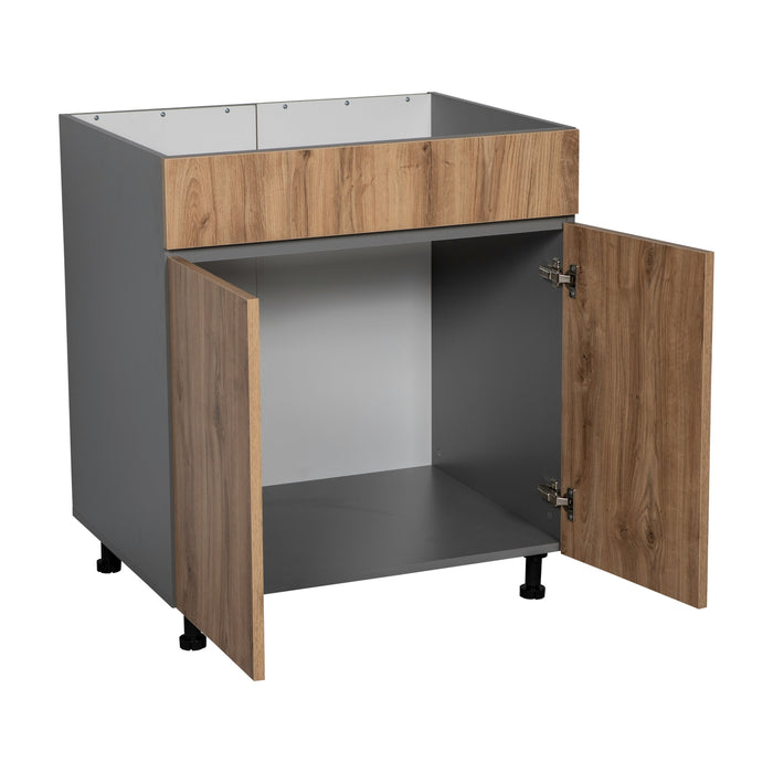 Wallkitchens Wood Natural Teak  Sink Base Cabinet Natural Teak 2