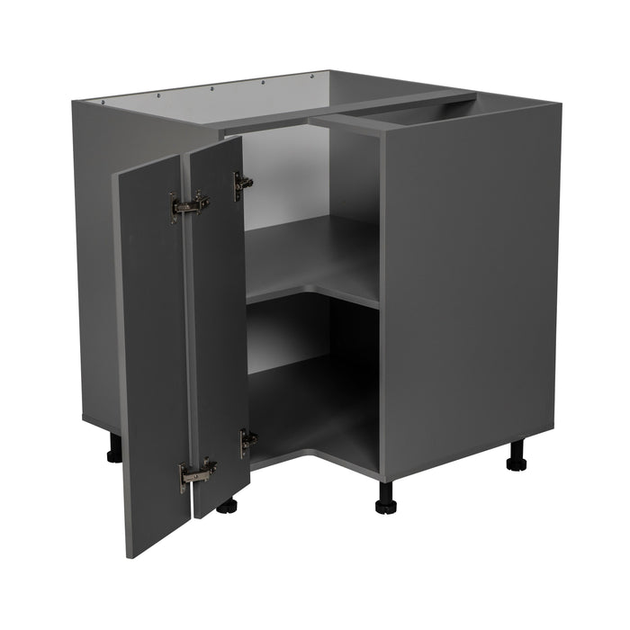 Wallkitchens Wood Grey Glossy Corner Lazy Susan Base Cabinet Grey Glossy 2