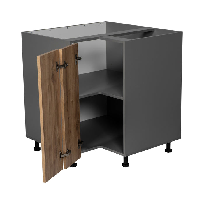 Wallkitchens Wood Natural Teak  Corner Lazy Susan Base Cabinet Natural Teak 2