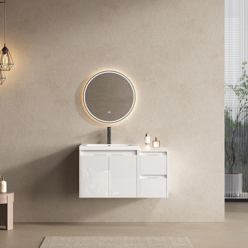 Plywood Glossy White Bathroom Vanity Glossy White 1