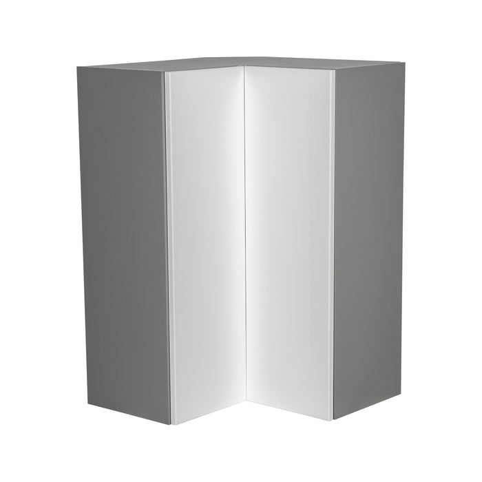 Wallkitchens Wood White Glossy Diagonal Corner Wall Cabinet White Glossy 1