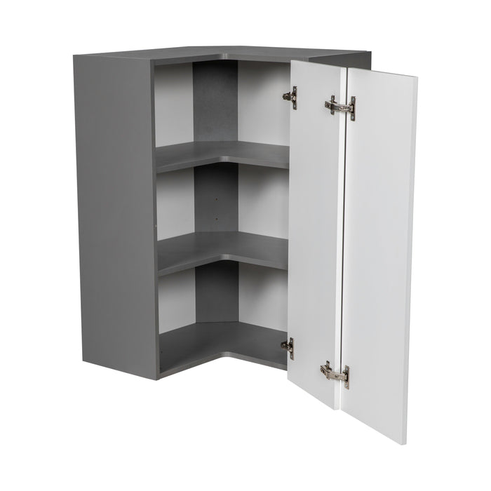 Wallkitchens Wood White Glossy Diagonal Corner Wall Cabinet White Glossy 2