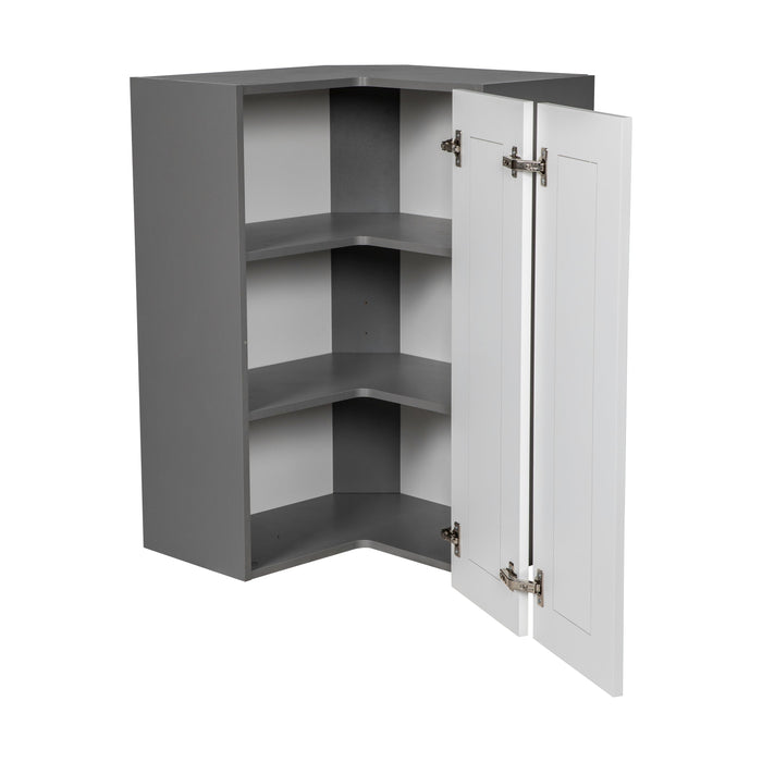 Wallkitchens Wood White Matte Diagonal Corner Wall Cabinet White Matte 2