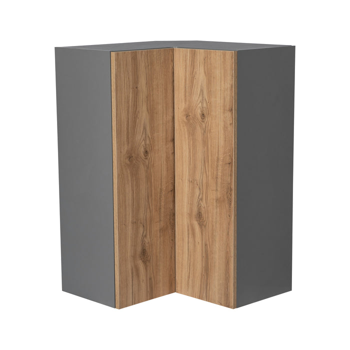 Wallkitchens Wood Natural Teak  Diagonal Corner Wall Cabinet Natural Teak 1