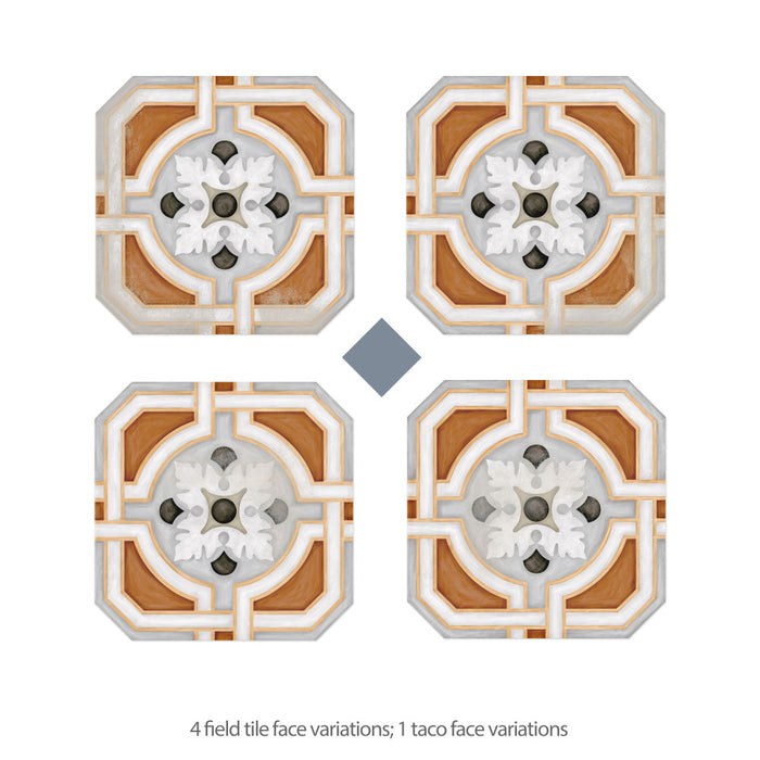 Vaudeville Porcelain Octagon Deco Zimer with Taco Azzuro Tile Matte 4