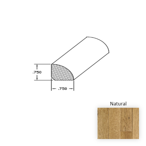 Williamsburg Plank Natural Hardwood Moulding / Trim - 3/4" x 78" Quarter Round