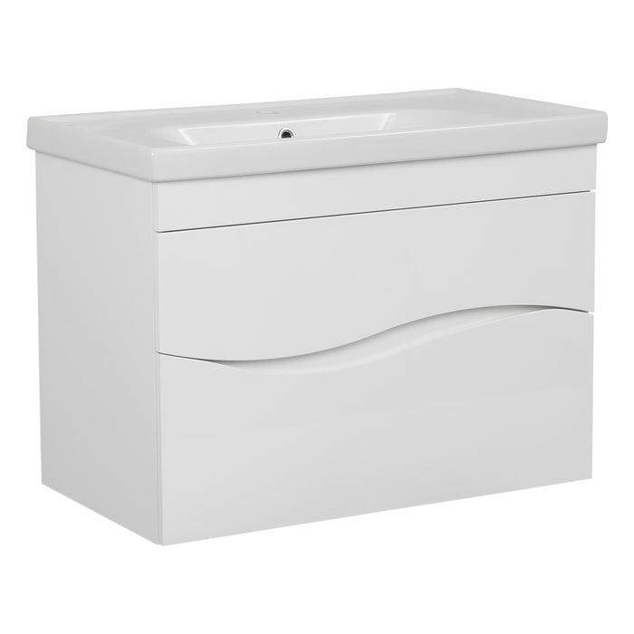 Wave Wood White Glossy Bathroom Vanity White Glossy 1