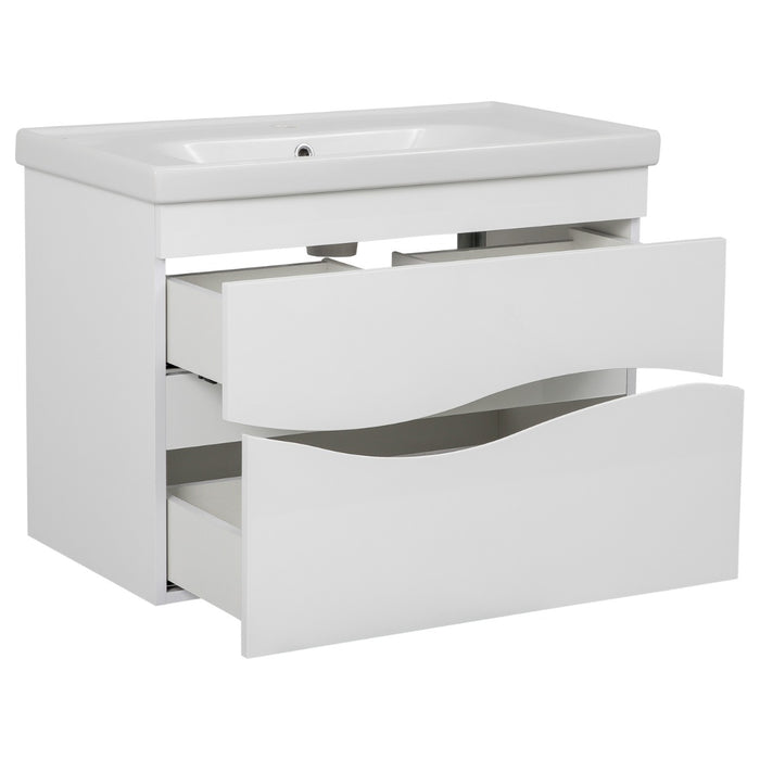 Wave Wood White Glossy Bathroom Vanity White Glossy 3