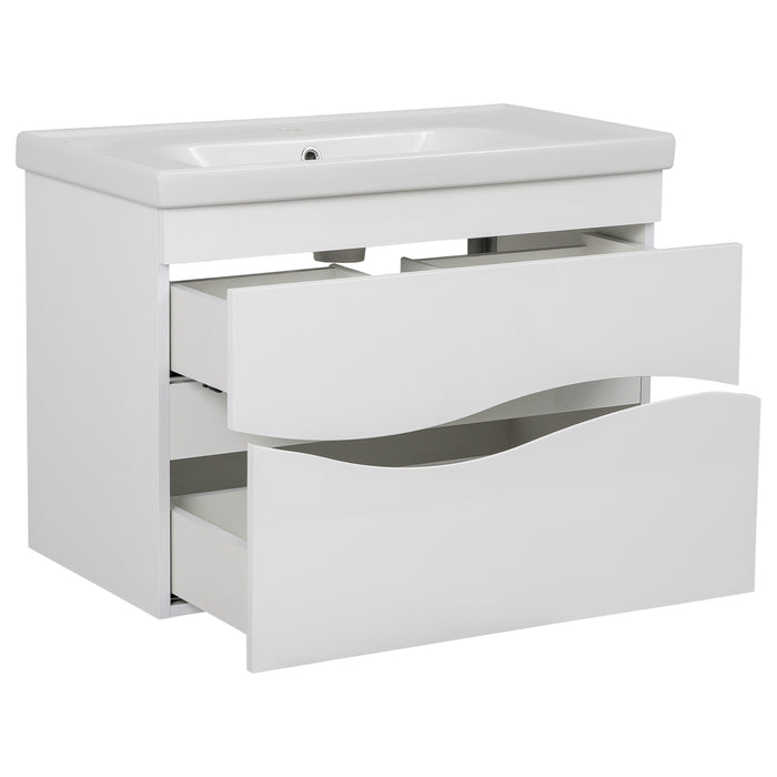 Wave Wood White Glossy Bathroom Vanity White Glossy 3