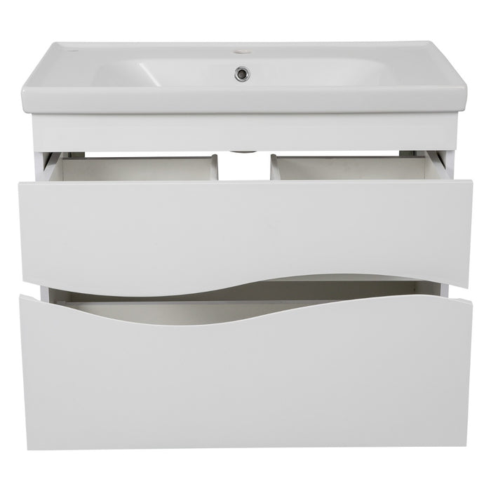 Wave Wood White Glossy Bathroom Vanity White Glossy 4
