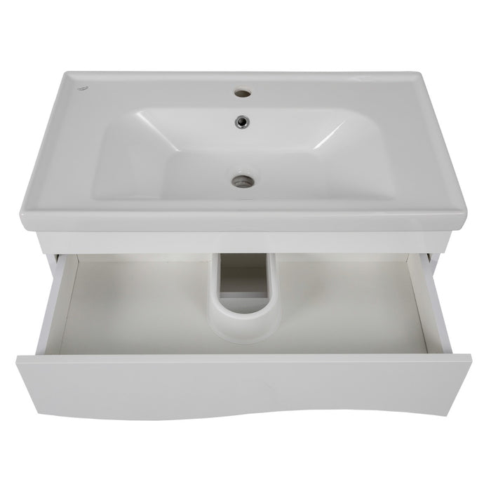 Wave Wood White Glossy Bathroom Vanity White Glossy 5