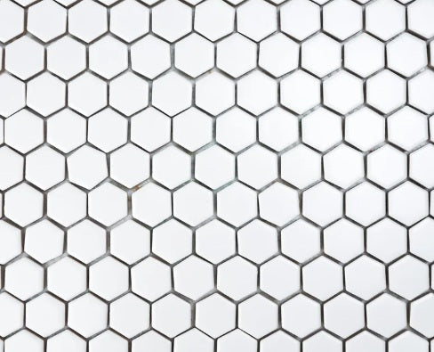 1x1 White Hexagon White Porcelain Mosaic Porcelain Mosaic - Matte