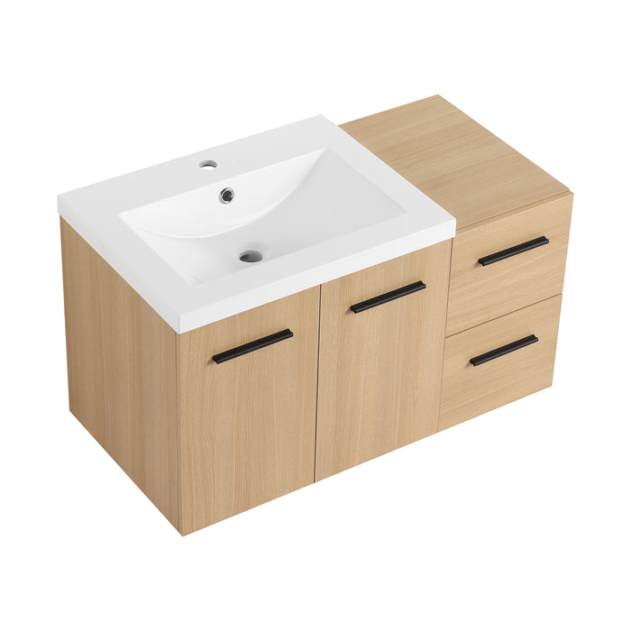 Plywood Light Oak Bathroom Vanity Glossy White & Light Oak 1