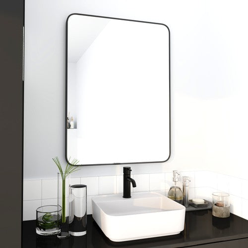 Glass Black Bathroom Mirror Black 2