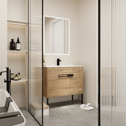 Plywood Imitative Oak Bathroom Vanity Imitative Oak 2